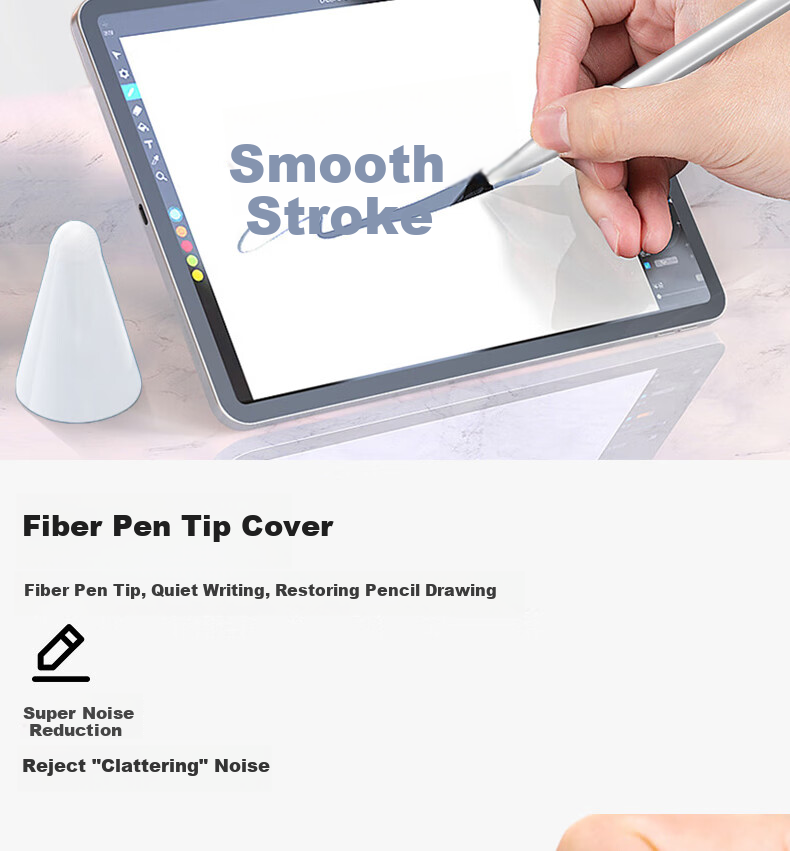 ESCASE [4-Pack] Compatible with Huawei M-Pencil Tip Protectors, Highly Sensitive Fiber Wear-Resistant Pen Tips, Ultra-Thin Silicone Covers for 1st/2nd/3rd Generation, Transparent + White 6