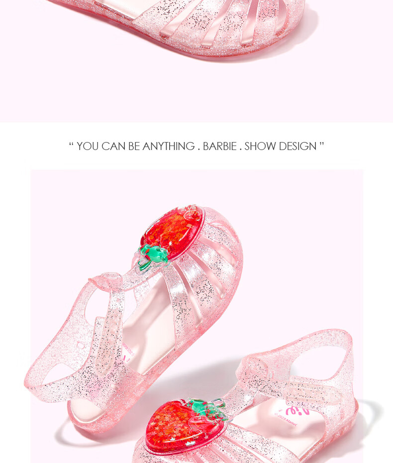 Barbie Kids Girls Summer Closed-Toe Jelly Sandals Outdoor Non-Slip Velcro DA7232 Pink Size 25 8