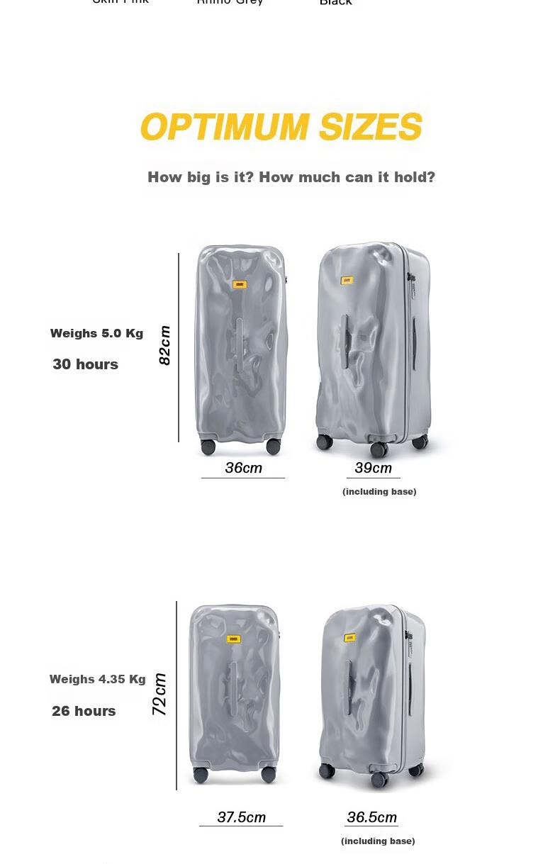 CRASH BAGGAGE Italian Embossed Luggage Suitcase Carry-On Trolley Case for Men And Women Trunk Series Glossy Gray 30 Inch 3