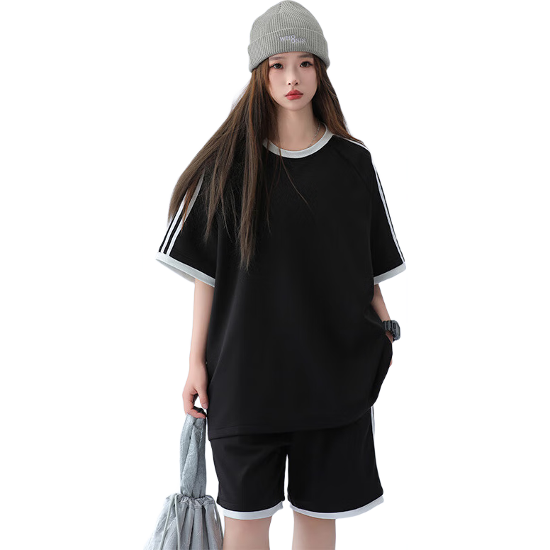 MJ STYLE Women's Short Sleeve and Shorts Set 2026 Summer May Day Outing Trendy Sports Casual Homewear T-Shirt and Pants