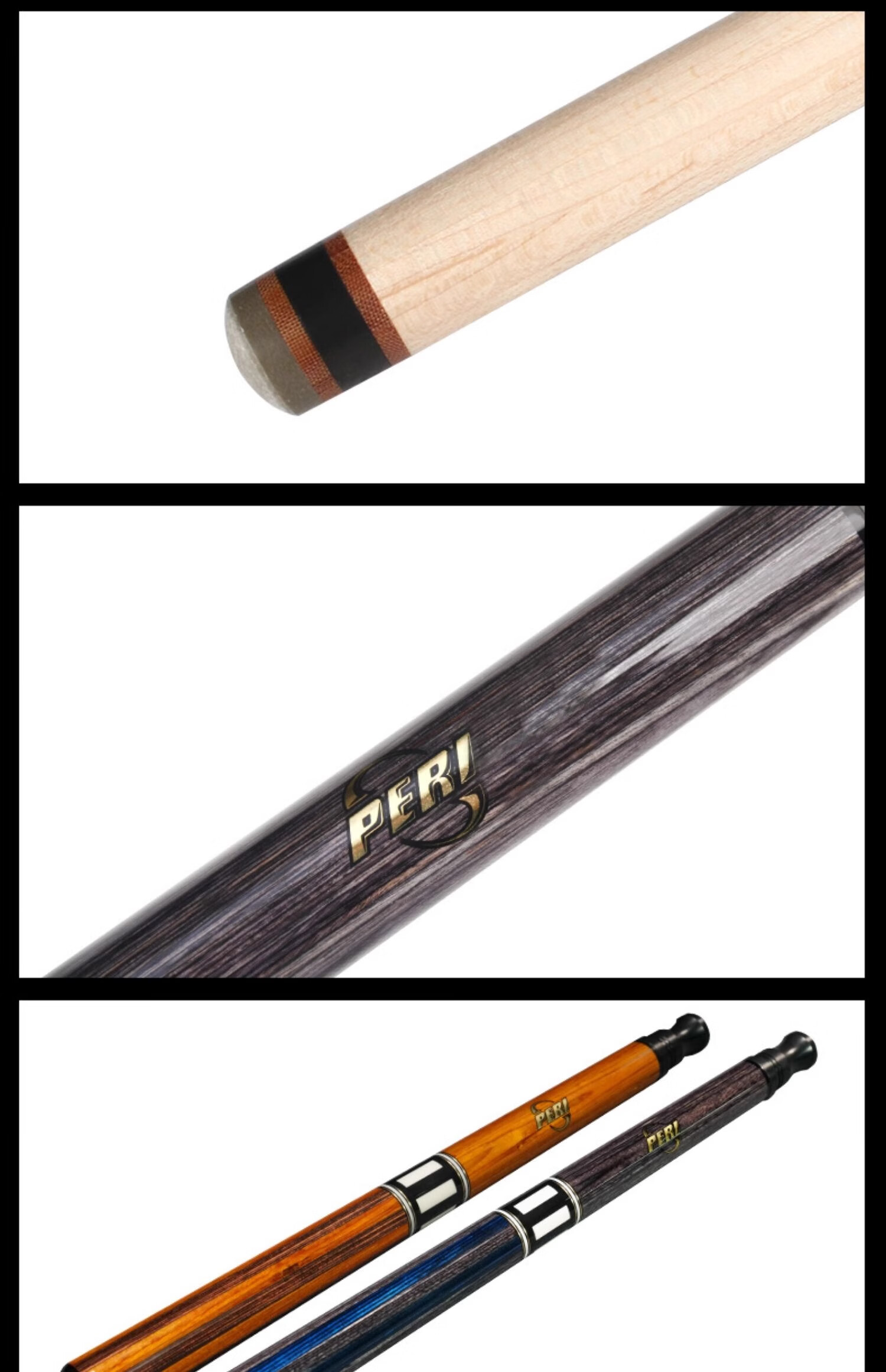 PERI Black 8-Ball Cue American 9-Ball Break Cue Chinese Professional Single Shot Cue Conqueror VR1-R (Rubber Grip) 12