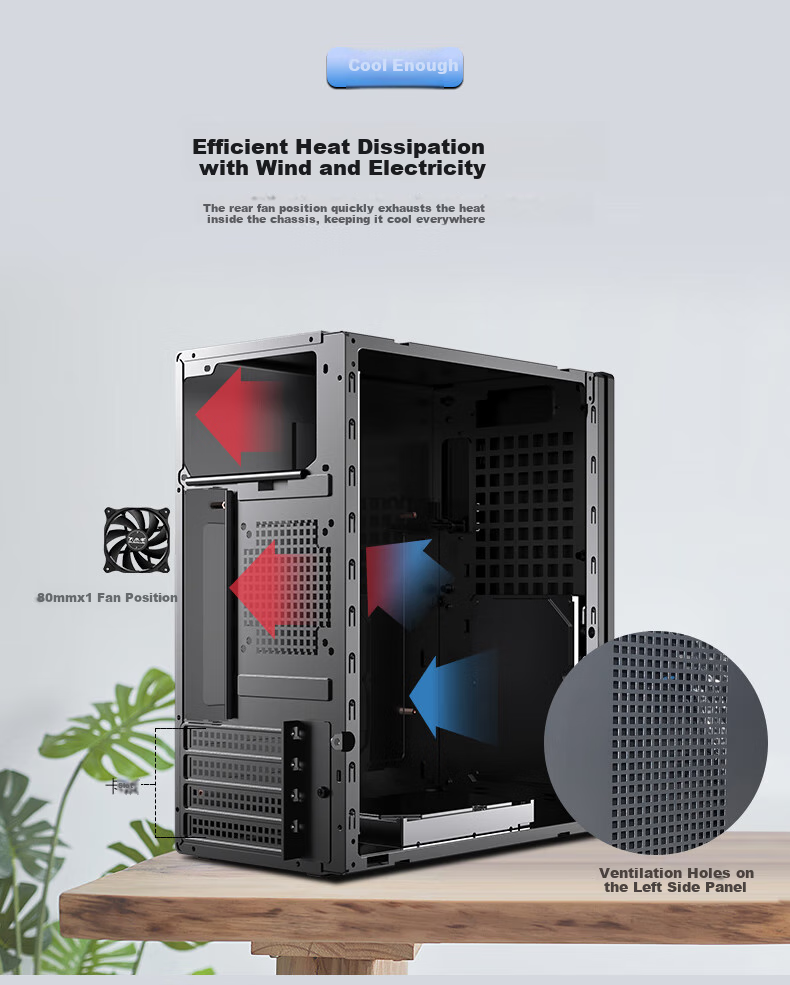 BUBALUS Reibo + Jinqiang 500W Chassis Power Supply Set (Supports ATX Motherboard / Supports Optical Drive / Compatible with Multiple Hard Drives / USB3.0 / Graphics Card Length Limited to 330mm / Cable Management on The Back) 9
