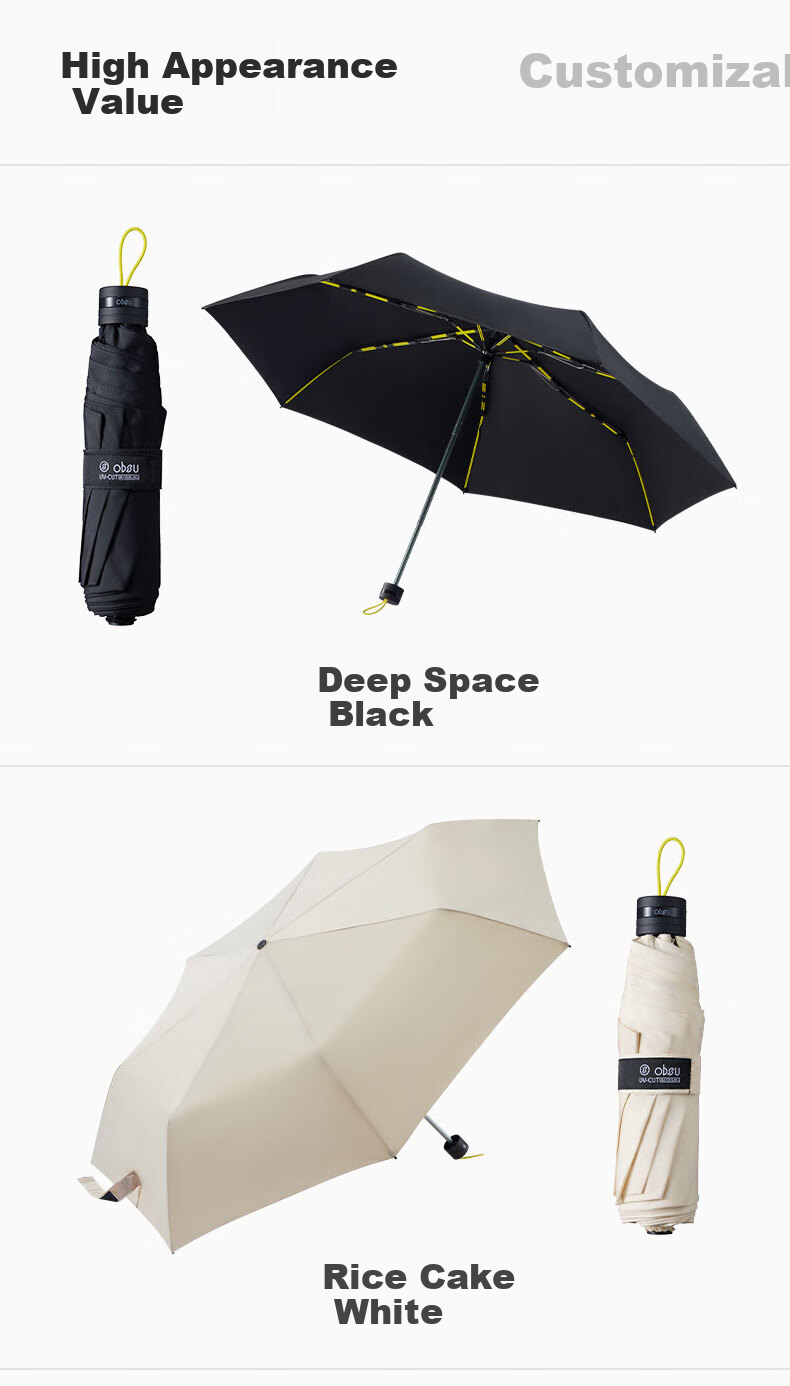 OBSU Dual Fiber Chopsticks Three-Fold Sunshade Umbrella Deep Space Black Dual Fiber Sunshade Umbrella 12