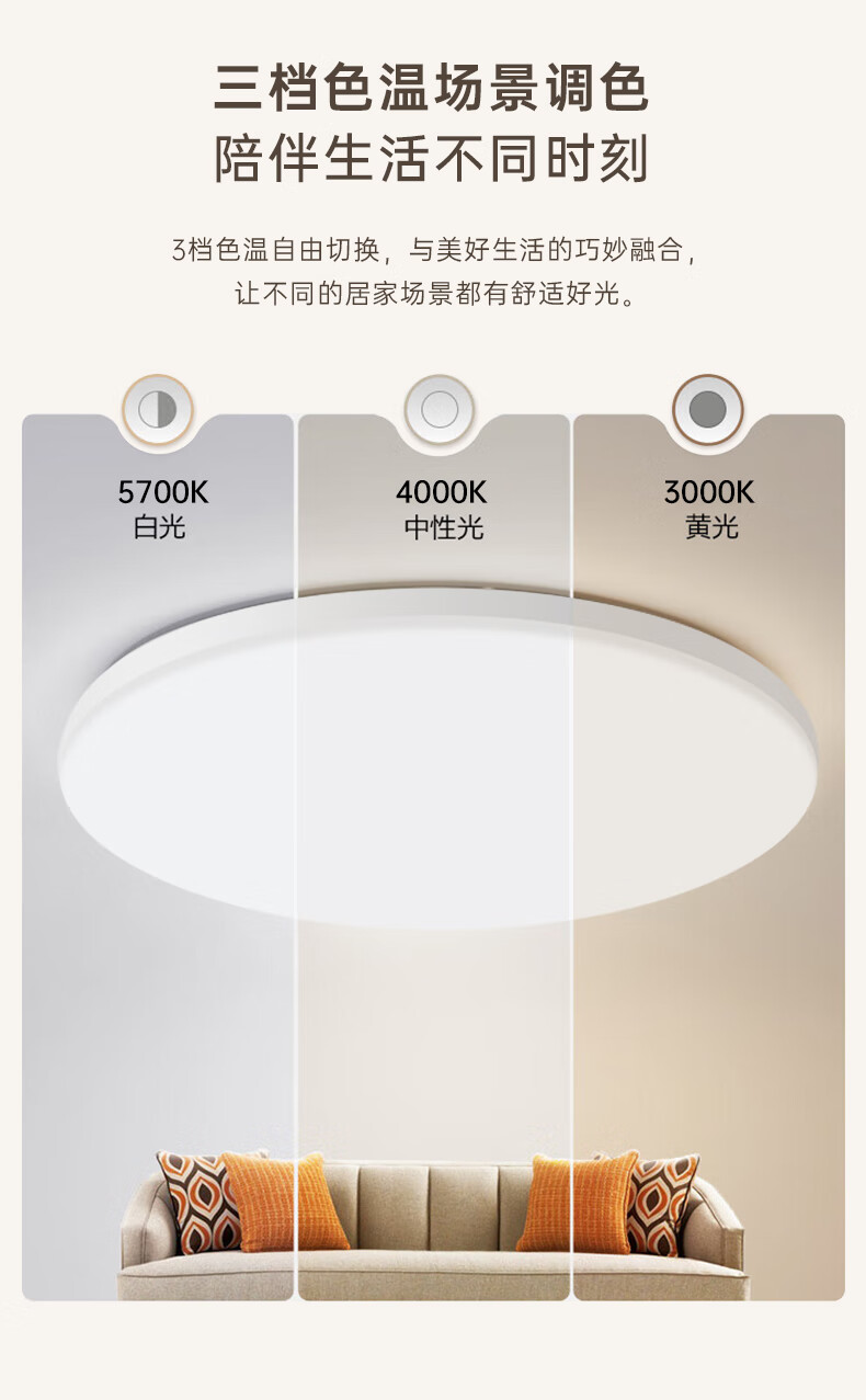 Midea LED Ceiling Light, Simple Design for Bedroom, Eye Protection, Blue Light Blocking, 48W Round Lamp, Smart Control Lighting Fixture, Mingxuan A1, Installation Included 7