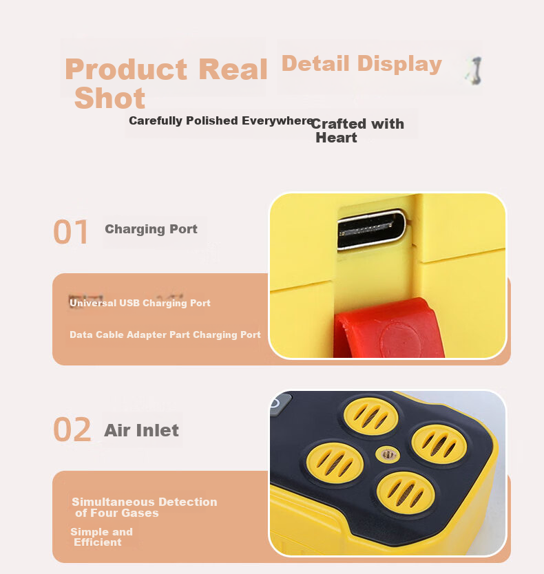 BAOSHIAN Four-In Gas Detector Toxic And Harmful Gas Detection Combustible Oxygen CO Hydrogen Sulfide Concentration Alarm 11