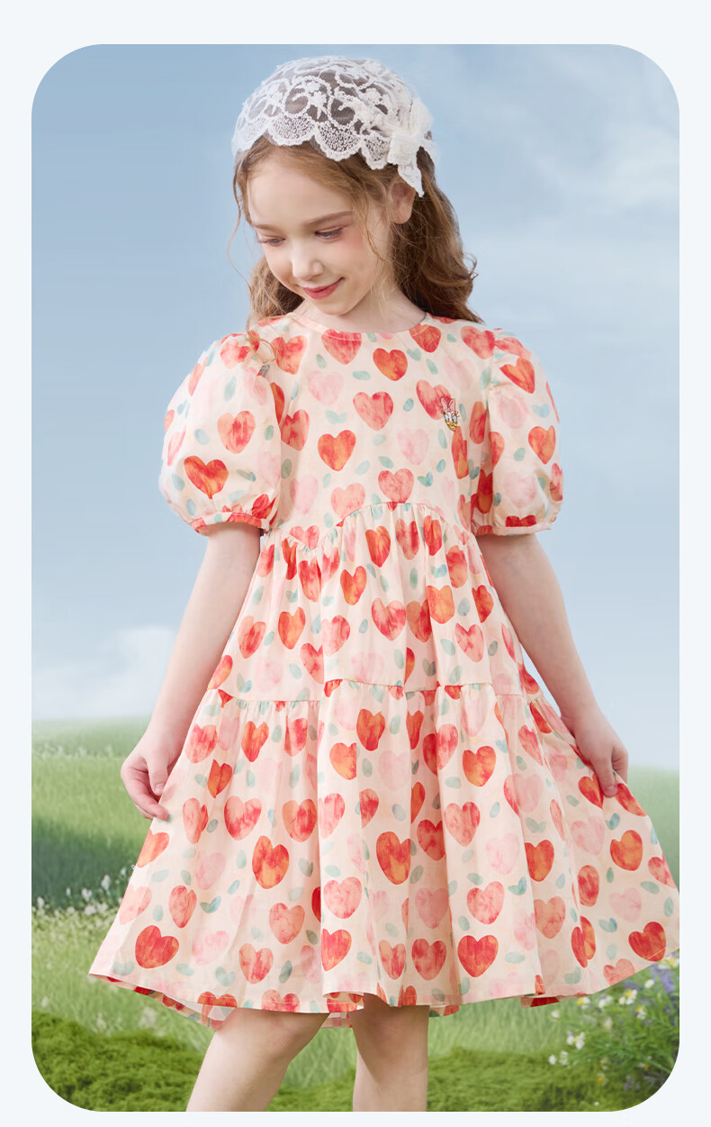 Disney Girls' Dress, Children's Summer Clothing, Big Kids' Pure Cotton Princess Dress, Stylish Floral Print Dress, 2DQ037 Light Yellow, Size 120 9