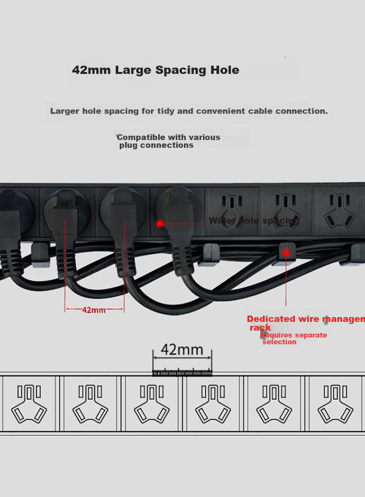 TOWE Intelligent Digital Display PDU Cabinet Socket Power Distribution Unit, Digital Display Alarm Socket, Can Display Current Voltage Power, Plug-In Board Power Strip EN10/G814D 13