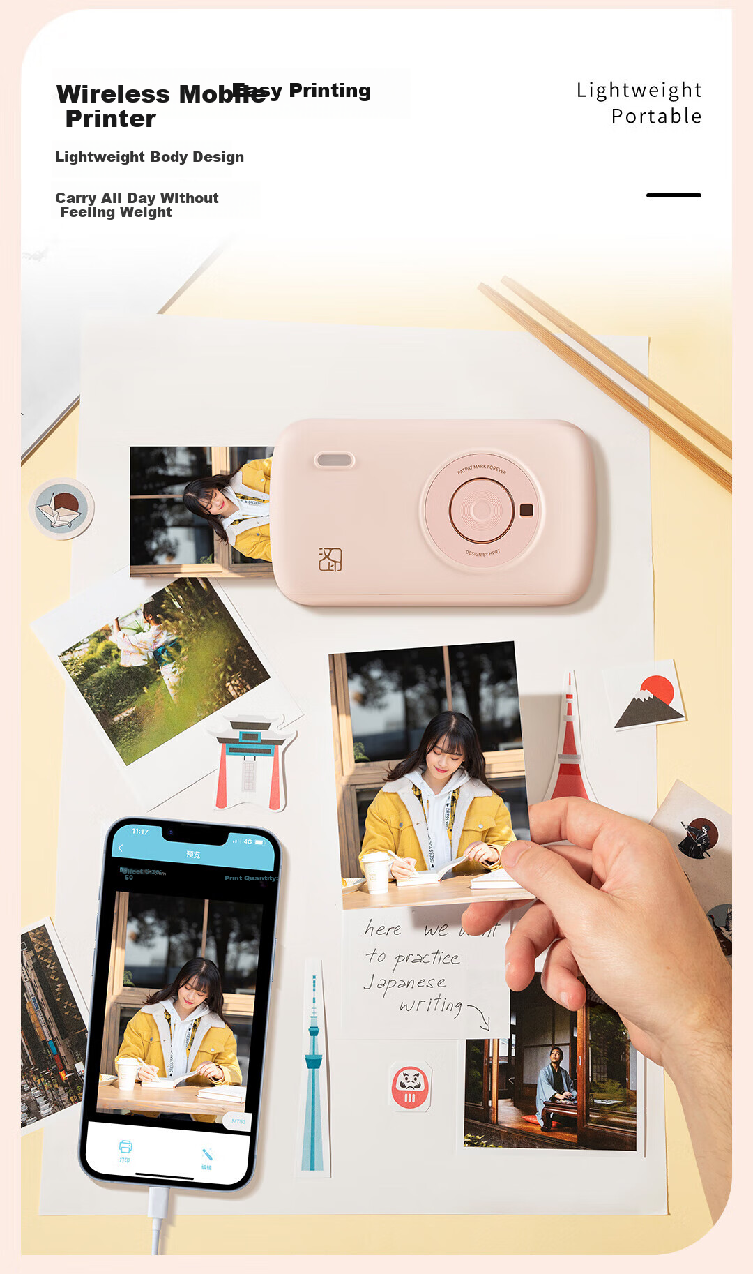 HPRT CP2100 Mobile Photo Printer Kit Instant Printing for Home And Portable Use Bluetooth Connection Student Children Women Birthday Holiday Gift Includes 30 Sheets of Photo Paper 2