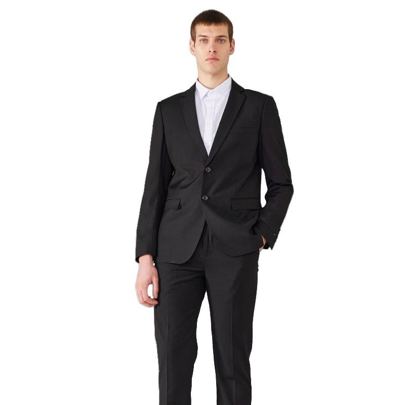 Patuowa Men's Suit Set, Slim Fit Professional Formal Wear, Business Blazer, Wedding Attire, Navy Blue, Size 6XL