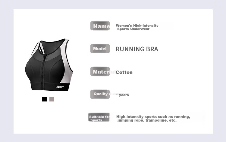 XTEP Sports Bra for Women with Front Zipper, Shock-Absorbing High-Strength Bra, Chest Binding Bra, Running Yoga Vest, Can Be Worn As Outerwear 10