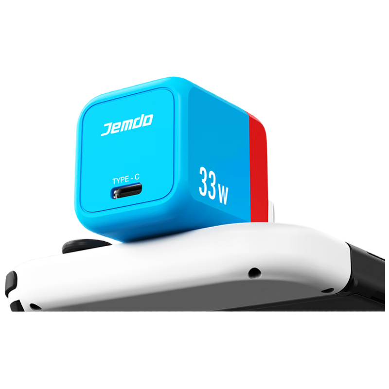 Jemdo Compatible with Nintendo Switch Charger, Gallium Nitride Ns Charging Head Base, PD Fast Charging Type-C Power Adapter, OLED Charging Cable [Red And Blue Set]