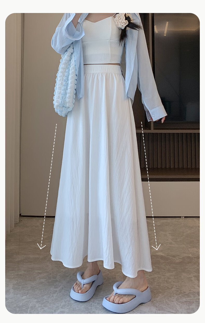BOPRUIEY Women's Summer Skirt, 2026 Latest Style, Loose High-Waist Draping Ice Silk Yamamoto Skirt, Casual White A-Line Long Skirt 6