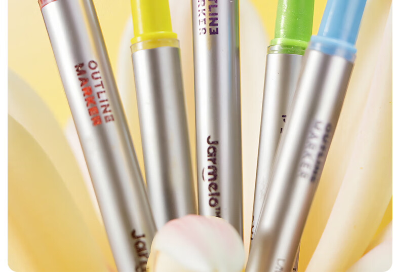 Merry Childhood 【Popular Item】Sparkling Outline Pen Children's Fluorescent Pen Curved Pen Kindergarten Primary School Handwritten Report Special Border Marker Highlight Marker 6-Color Set 3