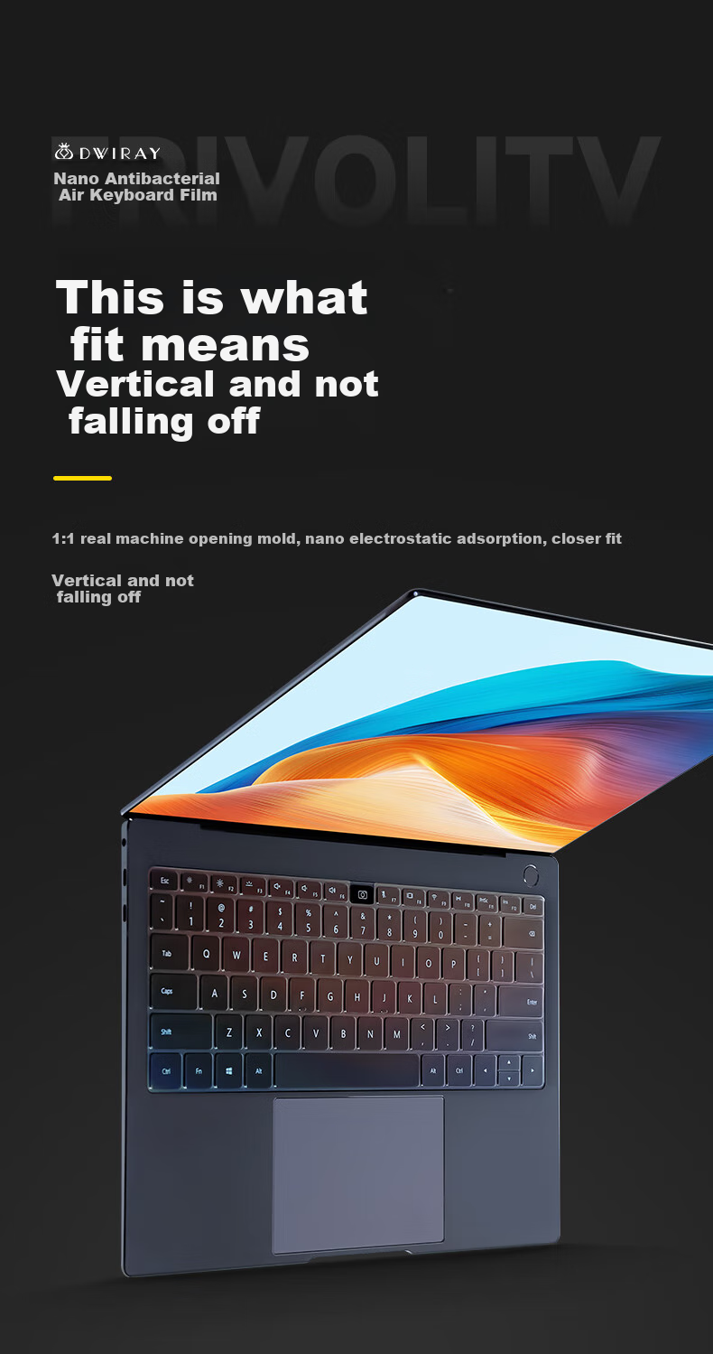 DiyiGongfang Keyboard Protector Dust Cover for Huawei Matebook 13/Honor MagicBook 16 Laptops, Ultra-Thin Gray Crystal Nano Antibacterial TPU Protective Film 4