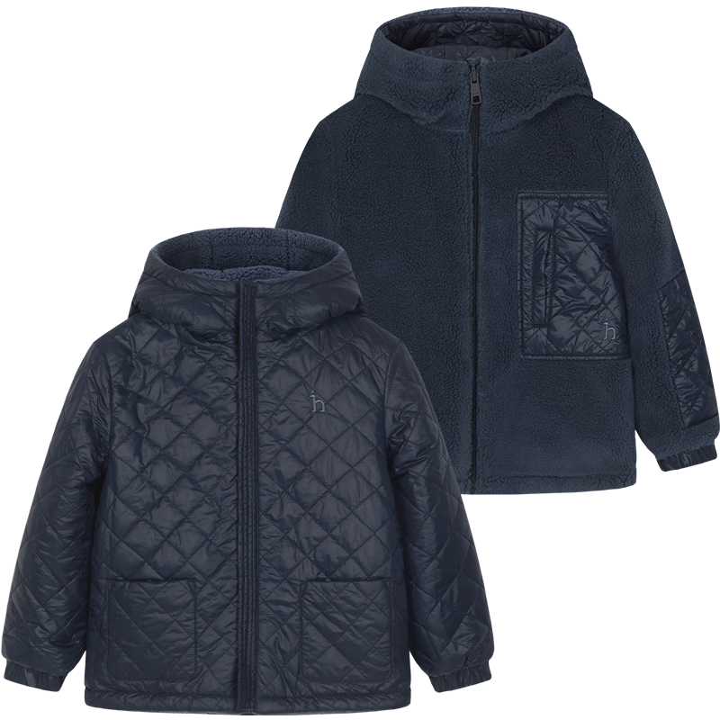 HAZZYS Brand Children's Outerwear for Boys And Girls, Spring New Faux Lambswool Double-Sided Jacket, Ultra-Blue, Size 155