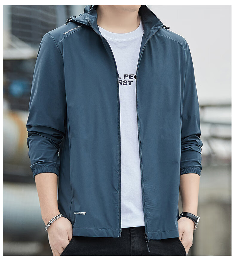 Romon Men's Sunscreen Jacket Summer Ice Silk Quick-Dry Lightweight Breathable Casual Outdoor UV Protection Coat 5368 Green Gray 5XL 21