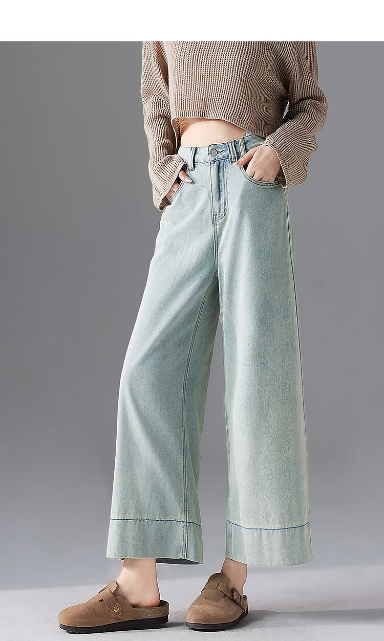 Dme [Vintage Fading Craft] Spring Cotton Soft High-Waisted Wide-Leg Relaxed Fit Women's Jeans for Spring 9