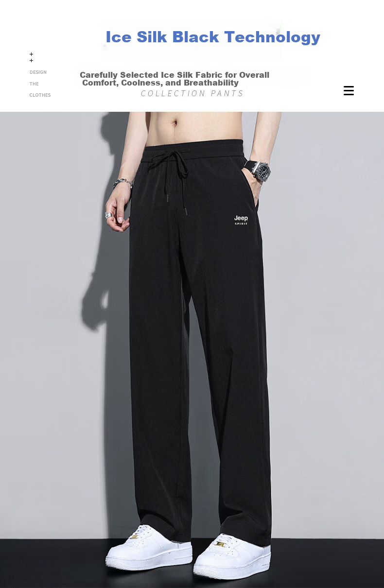 JEEP SPIRIT Men's Loose Straight-Leg Pants, Versatile Wide-Leg Trousers for Spring And Autumn, Casual Long Pants for Men, Black XL 1