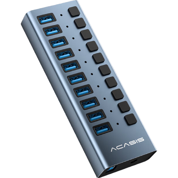 Acasis USB3.1 Hub, 10-Port Expansion Dock, Independent Control Hub, Individual Switch Expansion Adapter, Compatible with Apple Mac Laptops, Expansion Dock HS-710MG 10Gbps