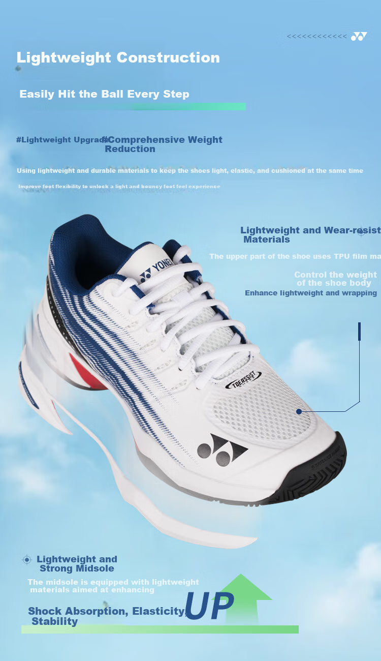 YONEX Tennis Shoes, Non-Slip Shock-Absorbing Professional Competition Training Sports Shoes SHTTWGCEX White/red 40 3