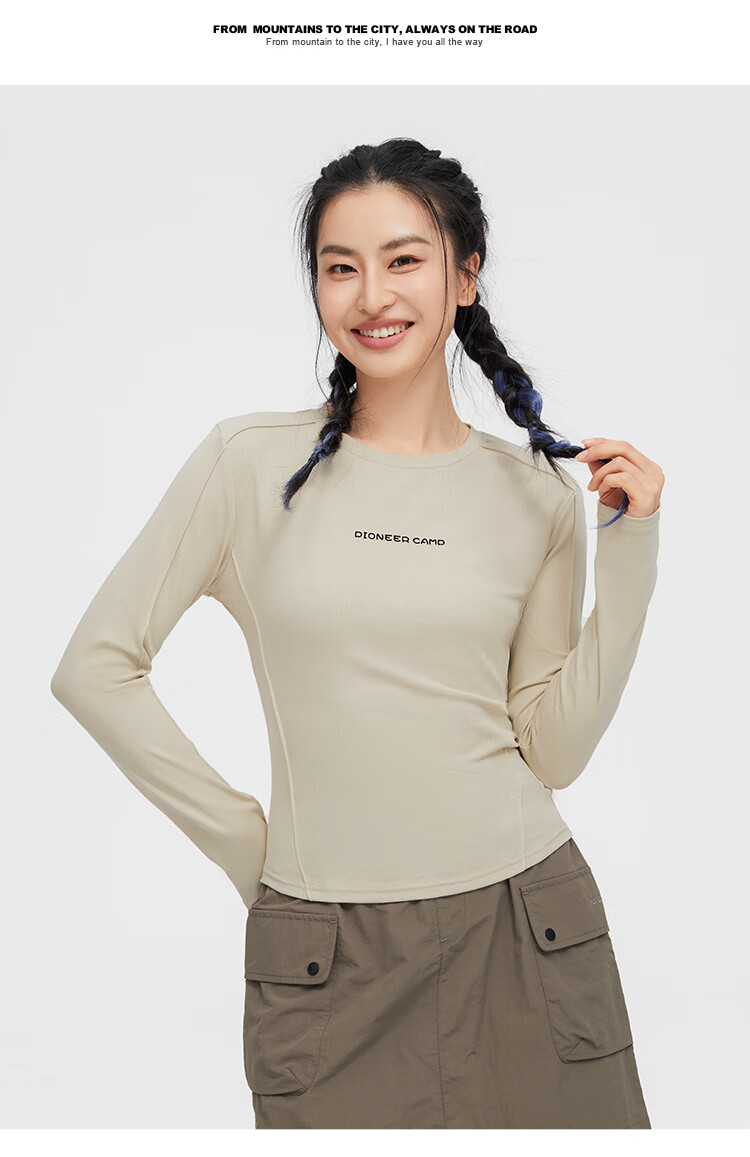 Toread Women's Long Sleeve Slim Fit Solid Color Thin Base T-Shirt, Light Blue, 2XL 15