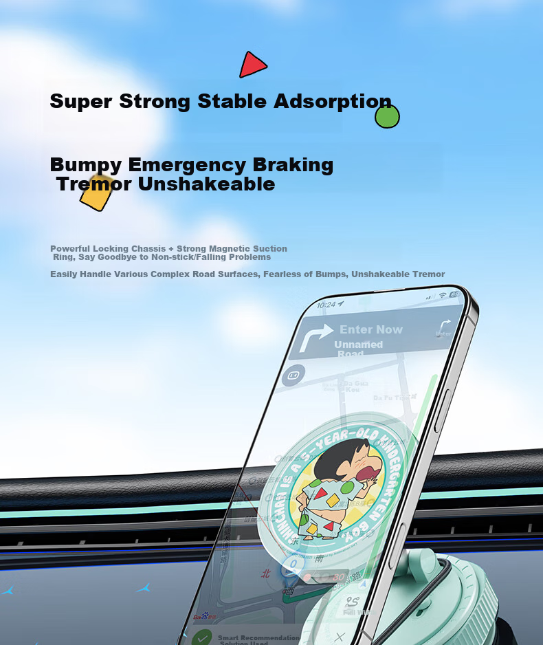 ROCK Doraemon Vacuum Suction Magnetic Phone Holder, Car Navigation Dashboard Center Console Rotating Folding Extendable Multifunctional Bedside Desktop Live Streaming Support Stand, Blue 25