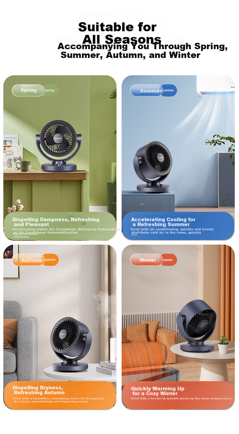 GREE Air Circulation Fan DC Inverter Electric Fan Home High Wind Quiet Floor Fan Desktop Table Fan Grade 1 Energy Efficient Ventilation Fan FXTZ-20X60BVg3 13