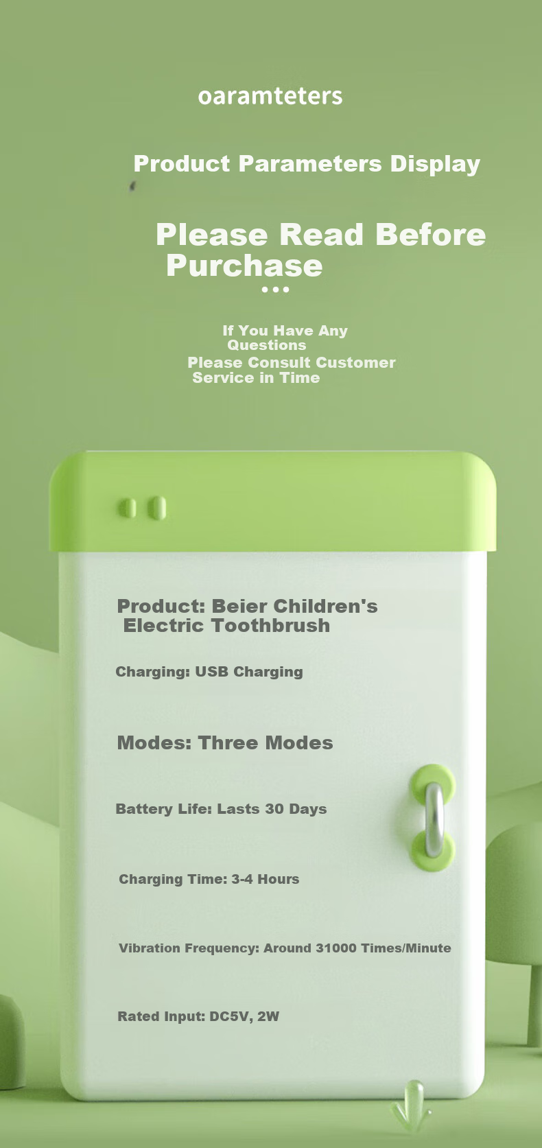 BAIR Children's Electric Toothbrush for Ages 3-6 Non-U Shape Soft Bristles Fully Automatic Sonic Wave Gift for Kids K3 10