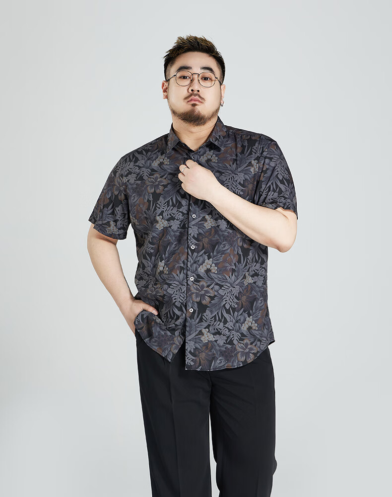 Ayoupang Large Size Summer Elastic Seamless Floral Shirt, Loose Fit, Plus Size Short Sleeve Shirt for Me 12
