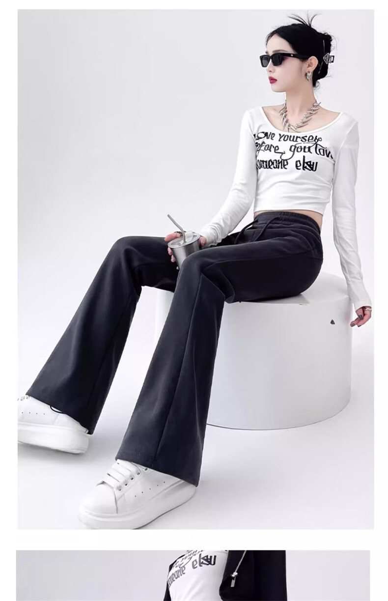 LangSha Women's Micro-Leggings for Spring And Autumn 2026 New Style Versatile High-Waisted Slimming Harem Pants Casual American-Style Flared Sweatpants 21