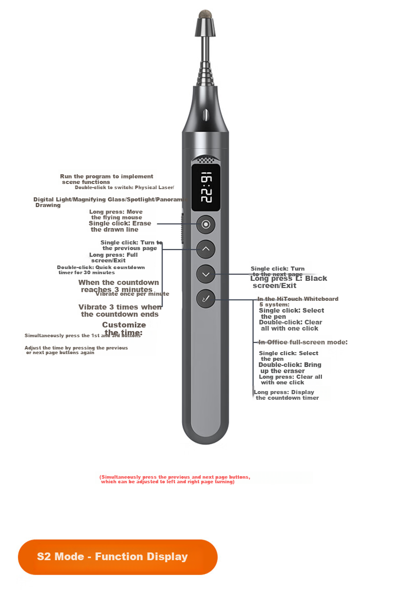 While I6S Page-Turning Pen, Laser Pointer, Spotlight Magnifier, Red Light Telescopic Pointer, Teacher-Specific Electronic Whiteboard Touch Writing Pen, PPT Lecture Pointer, Projection Pointer, 8GB USB Flash Drive 16