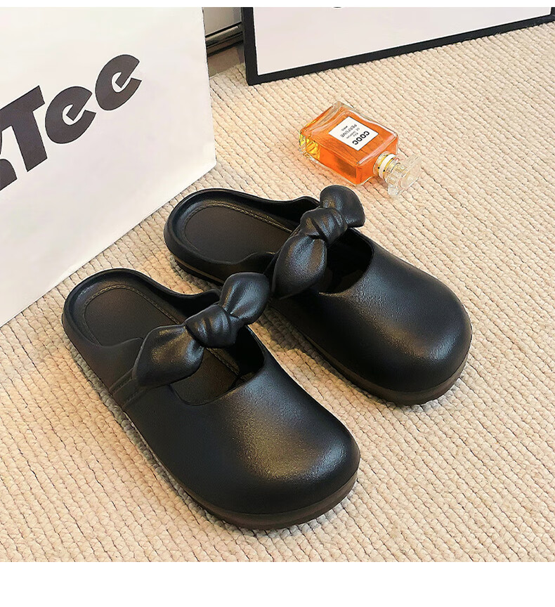 FOOTOPPO Bowknot Sandals Women Thick Sole Non-slip Half Slippers Summer Beach Outdoor Thick Slippers 3