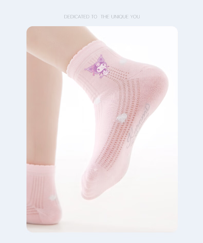 Hello Kitty Girls' Socks Spring And Summer Thin Mesh Socks Antibacterial Baby Children White Short Socks U4101 Matching Colors 16-18 16