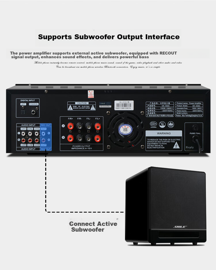 SHILE AV-2011B Professional KTV Stage Sound Amplifier with Fixed Impedance, for Conference Rooms, Shops, And Home Karaoke Systems 2