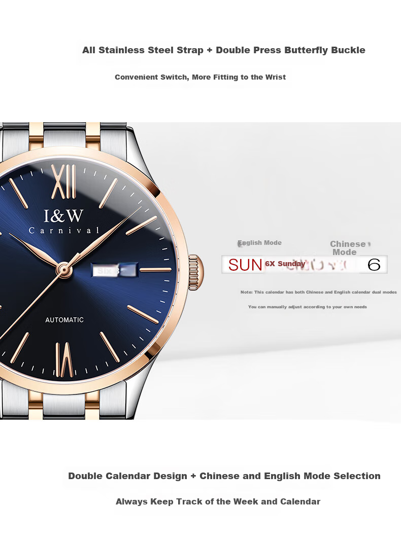 Aiwochi Swiss Iw Watch, Men's Fully Automatic Mechanical Watch, Men's Luxury Timepiece, 2026 New Model Brand Wristwatch, Birthday Gift 5