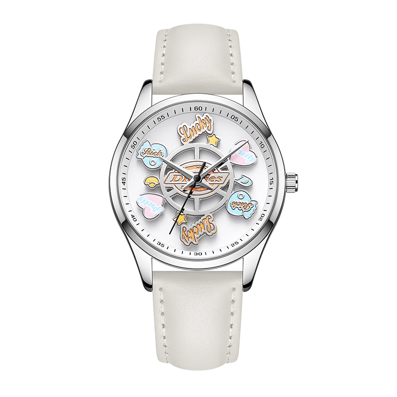 Dickies Women's Lucky Ferris Wheel Watch, Creative Dial Design for Middle And High School Students, Waterproof Quartz Watch CL-664 Beige