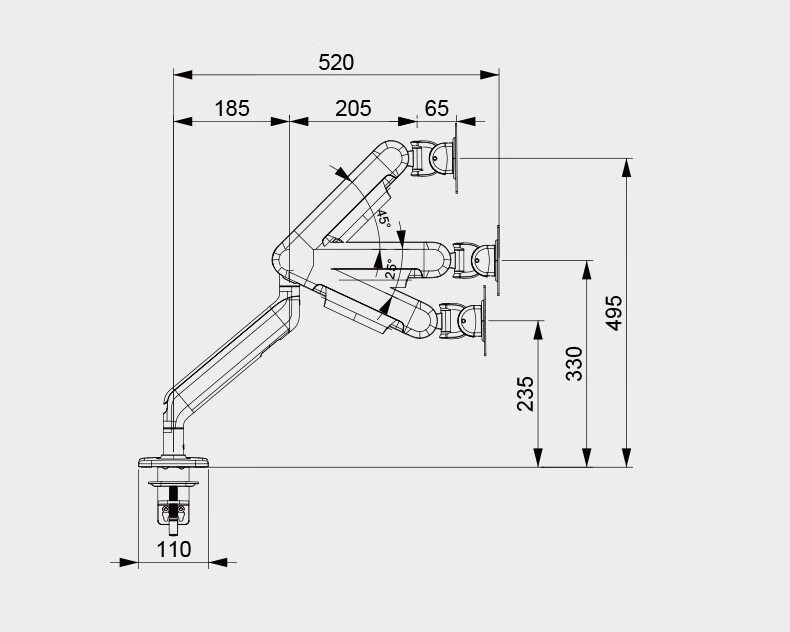 Huixiang Monitor Stand Desktop Computer Single Screen Mechanical Arm No-Drill Adjustable Height Telescopic Rotating Column Stand AE3 Nebula White 12