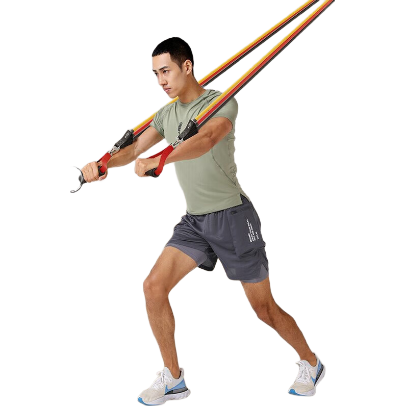 Duweike Resistance Band Fitness Elastic Rope Strength Training Equipment, Home Use, 100 Pounds, 14-Piece Set, All-In Versio