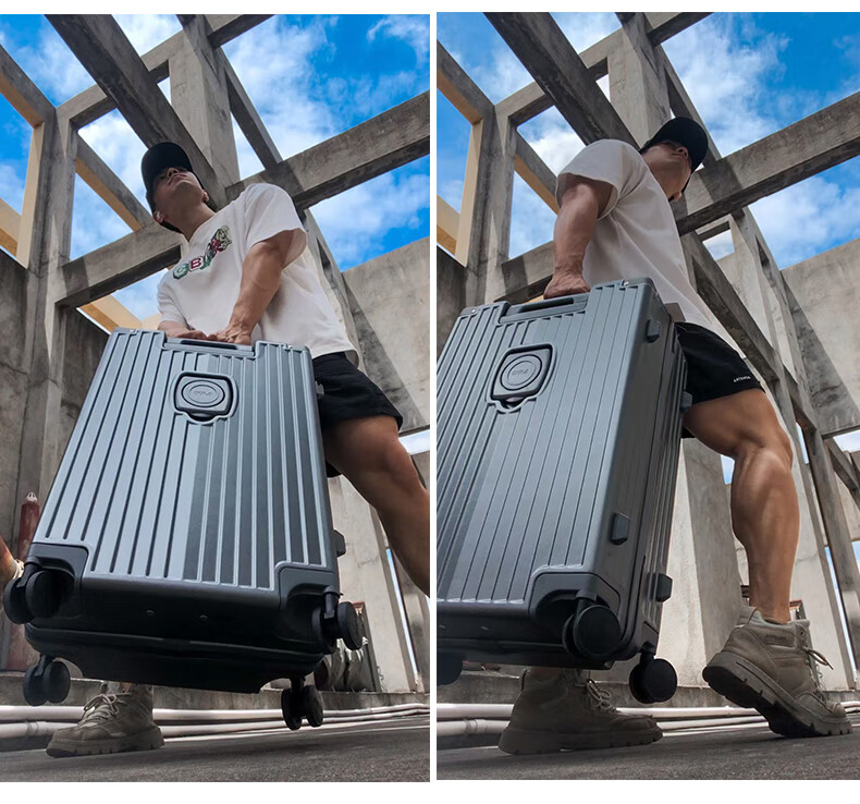 DULA Luggage High-Quality Suitcase with Cup Holder, Multifunctional Trolley Case for Men And Women, Travel Suitcase with Password Lock, Trendy Black Rose 26-Inch 5