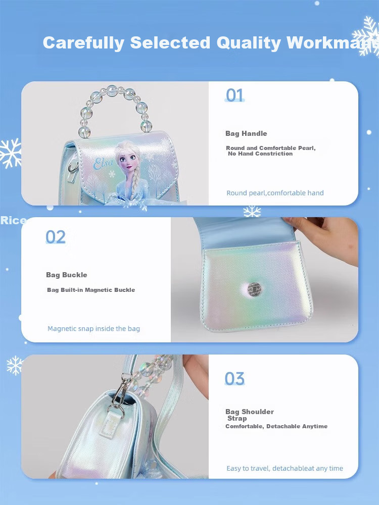 Disney Elsa Princess Handbag, Children's Toy, Birthday Gift for Girls Aged 3-6 Elsa Tote Bag, Suitable for Ages 7-14 4