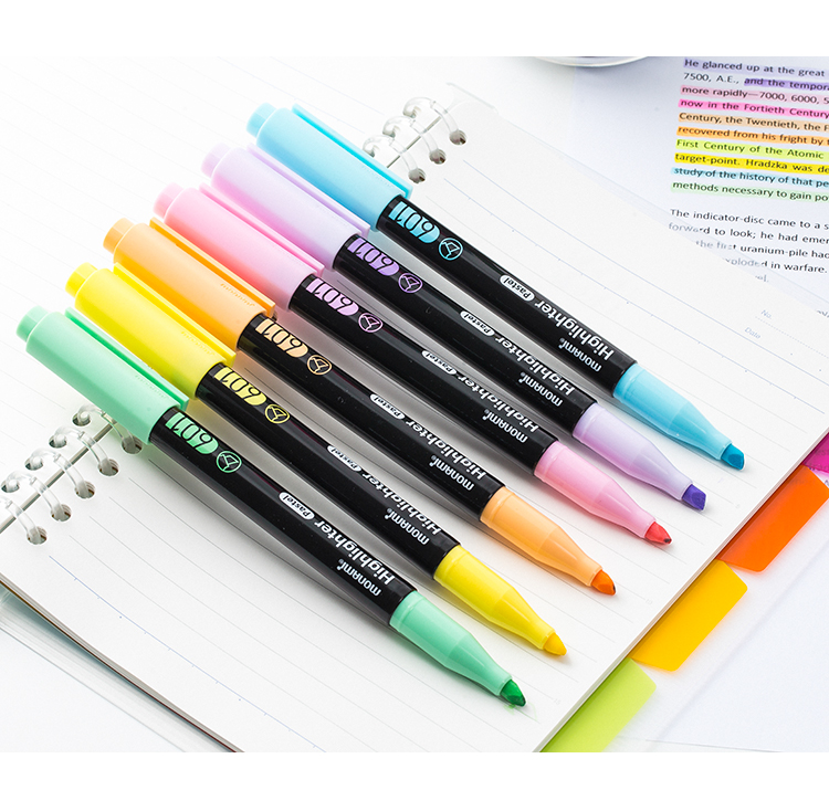 Monami Highlighters for Students, Colorful Markers for Note-Taking And Highlighting, Non-Fading, Light Color Set of 4, 06021Z04-P 8
