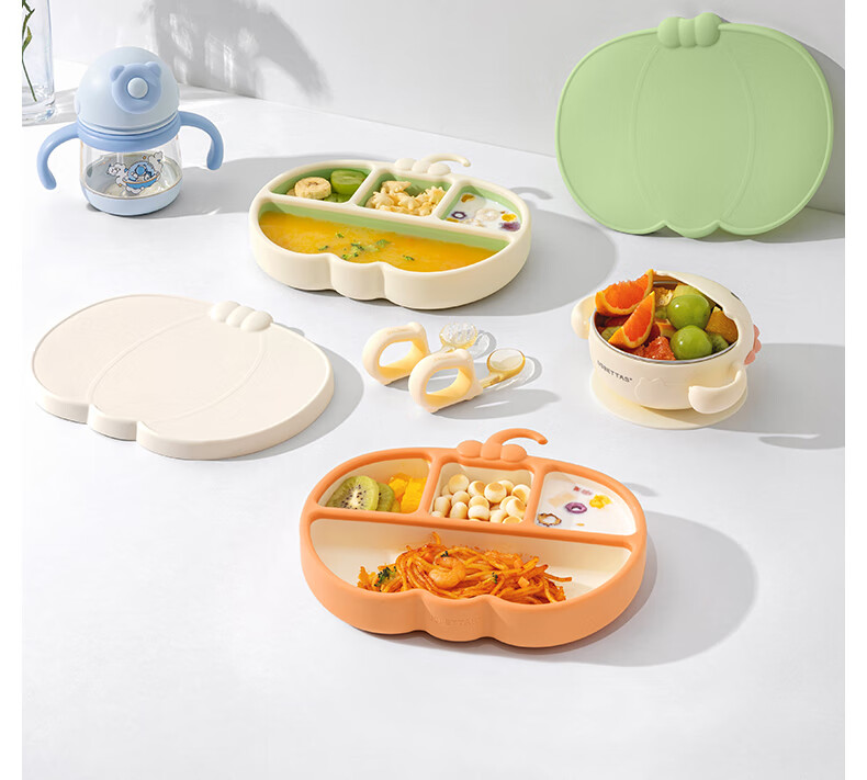 Beitais Baby Suction Plate Self-Feeding Silicone Divided Toddler Dining Plate Cuiyun Milan Lunch Box 2