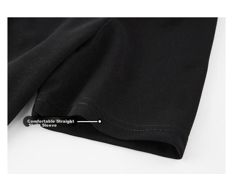 Sentubila Short-Sleeve Dress for Women, Summer Vintage Hepburn Style Elegant Office Dress, Mid-Length A-Line Skirt, Elegant Black, Size S 28
