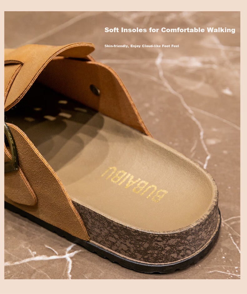 Taxiang Baotou Birkenstock-Style Women's Faux Leather Slip-On Mules, Versatile Outdoor Wear, TQ671, Apricot Color, Size 36/37 16