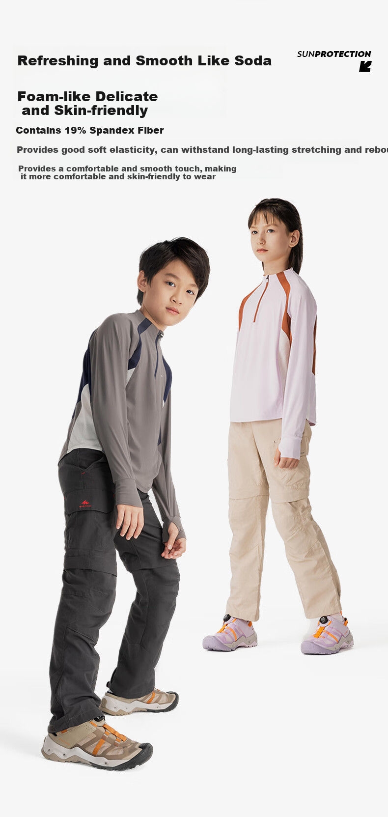 DECATHLON Youth Hiking UV Protection Long-Sleeve T-Shirt, Sun Protection, Moisture-Wicking, Quick-Drying, Anti-Chafing, 5117364 7