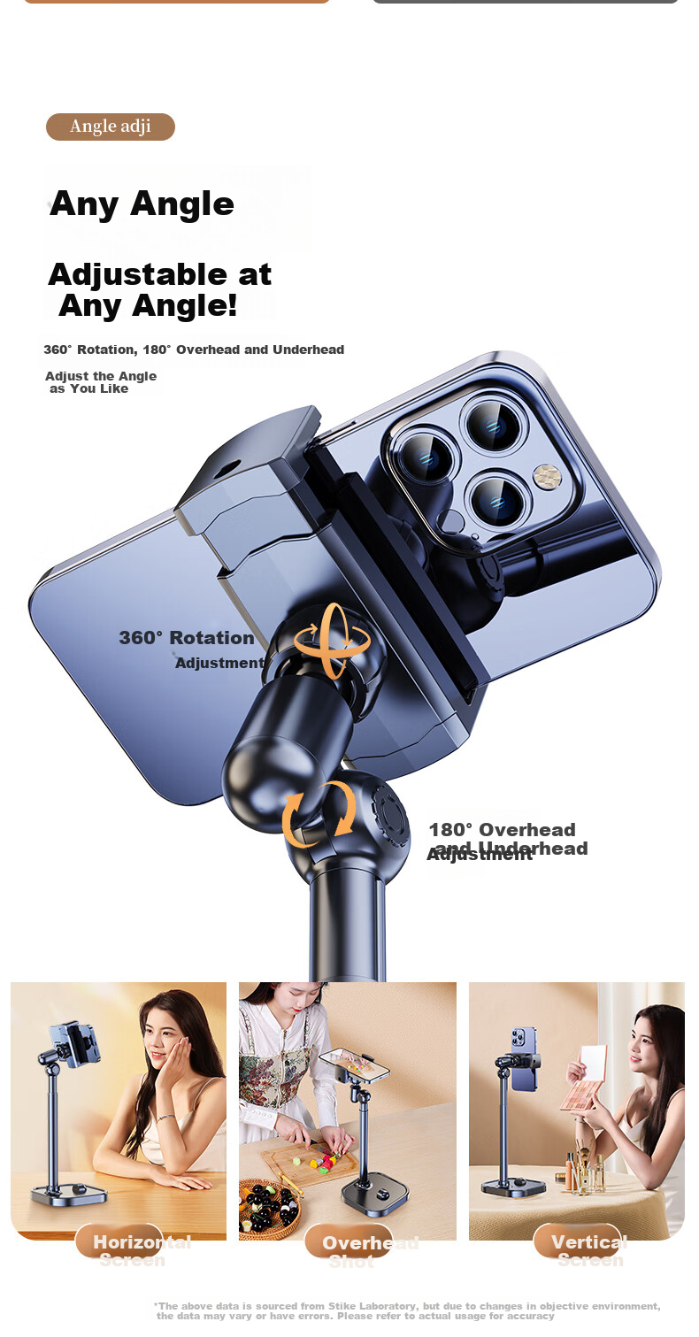 Stiger [Over 300,000 Sold Online] Phone Stand Adjustable Height Desktop Live Streaming Overhead Shooting Support Stand for Online Classes, Tablets, Universal Lazy Binge-Watching Video Recording Gadget Multi-Functional 5