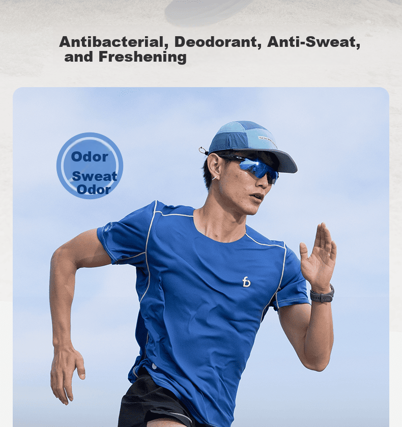Flipbelt [Silver Ion T] Men's Short-Sleeve Summer Breathable Sports Casual Fitness Top Running Ice Blue, XS 3