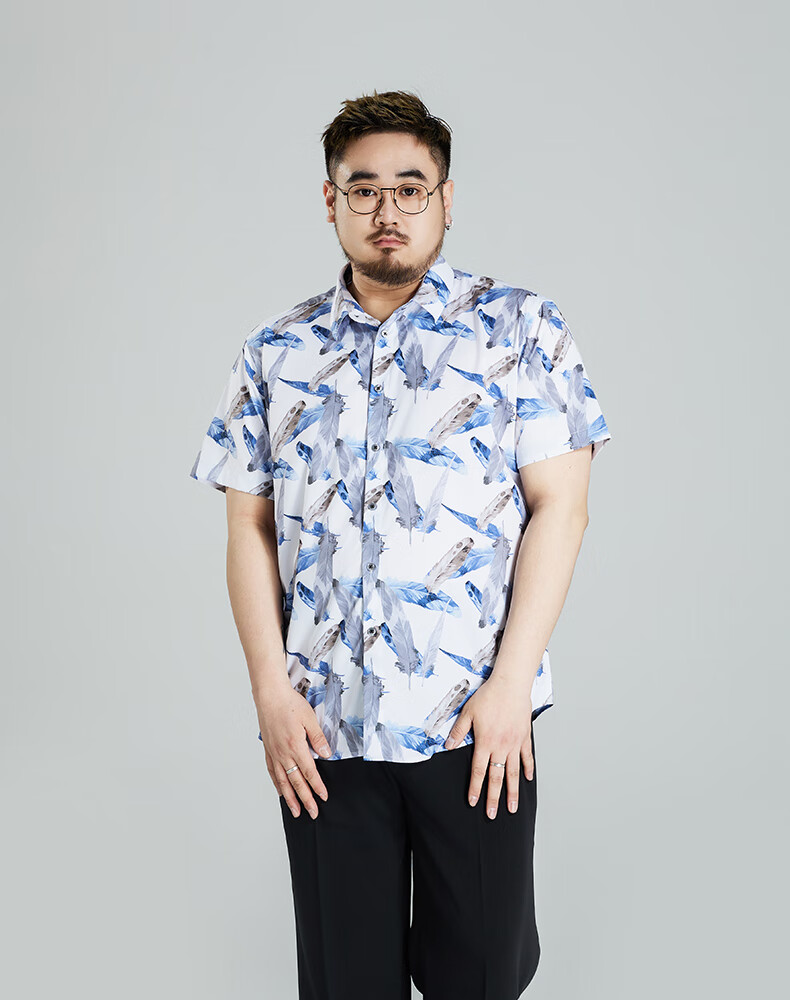 Ayoupang Summer Ice Silk Plus Size Short Sleeve Floral Shirt, Loose Fit, Large Size, Stretchy, Seamless, Casual Blouse 9