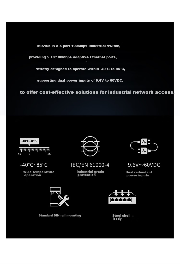 MERCURY Industrial-Grade Switch with 8 Gigabit Ports, Steel Shell, Supports DIN Rail, Enterprise/Monitoring Network Splitter, Hub, And Switch MISG108 2