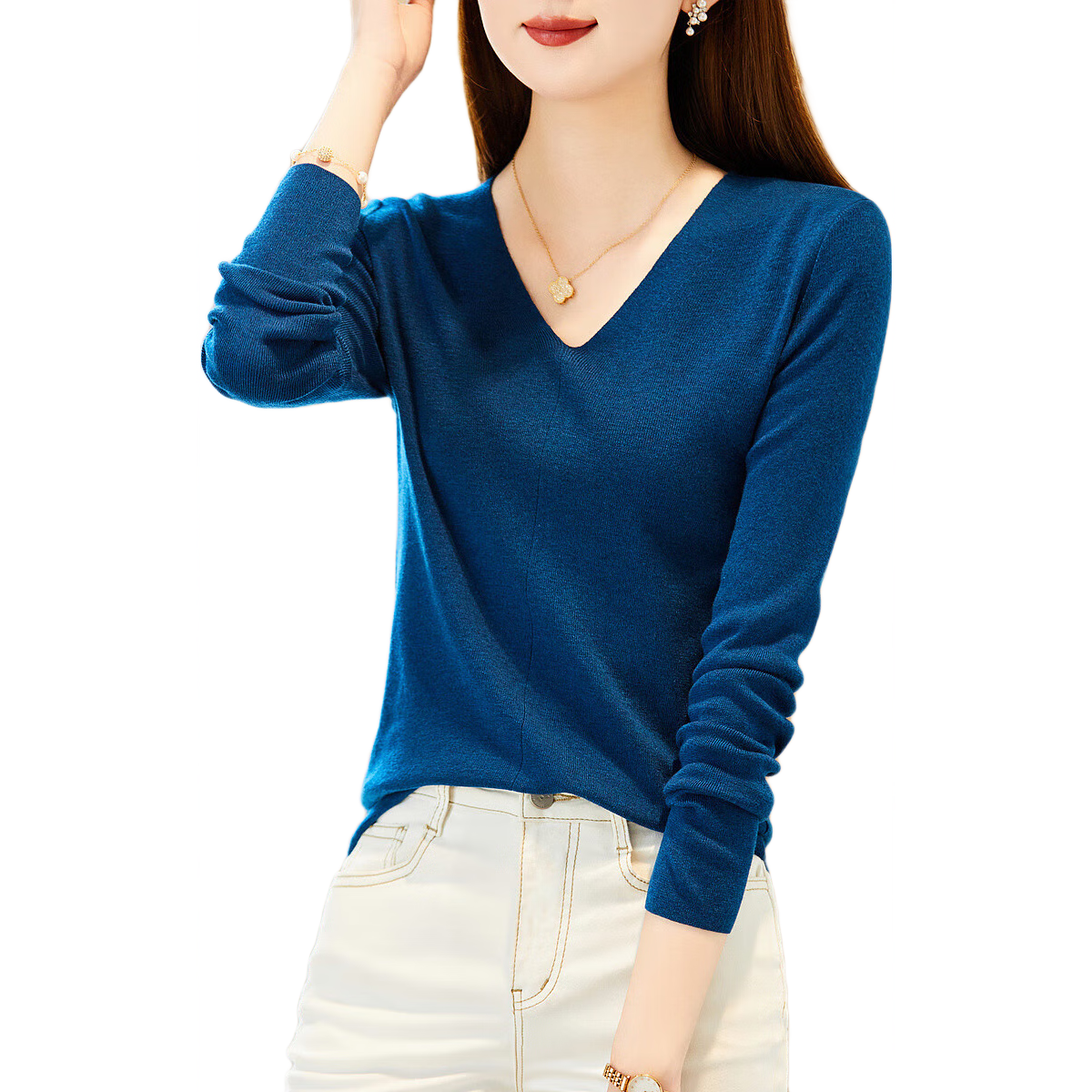 Dme [Capsule Wardrobe Series] Spring And Autumn Paper-Like V-Neck Sweater, Lazy Loose-Fitting Knit Top for Wome